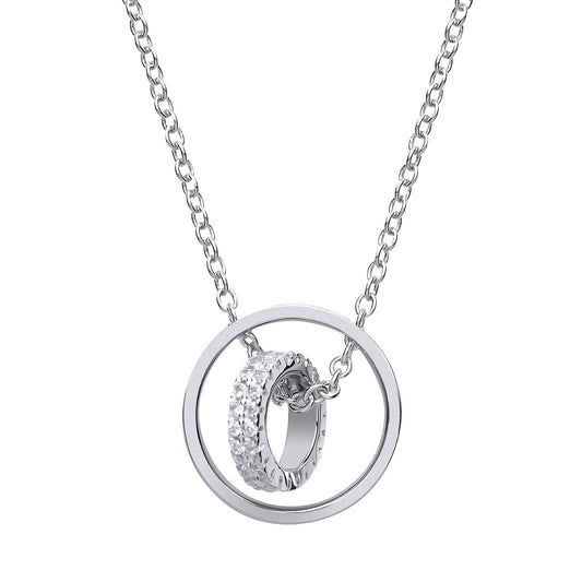 Silver CZ Halo Hoop Charm Necklace 15 inch - GVK173