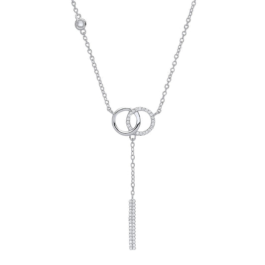 Silver CZ Art Deco Eternity Drop Charm Necklace 16 inch - GVK174