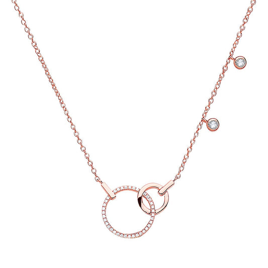 Rose Silver CZ Art Deco Eternity Drop Charm Necklace 16 + 2 inch - GVK176