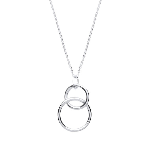 Silver Chinese Linking Rings Drop Necklace 16 + 1 inch - GVK190