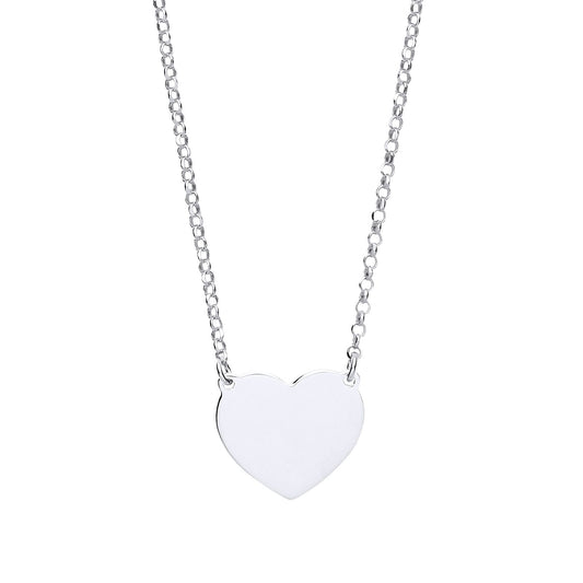 Silver Love Heart Disc Medallion Necklace 16 + 1 inch - GVK193
