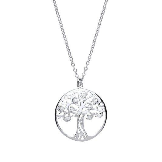 Silver CZ Tree of Life Charm Necklace 16 inch - GVK196