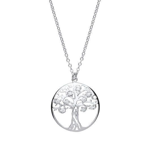 Silver CZ Tree of Life Charm Necklace 16 inch - GVK196