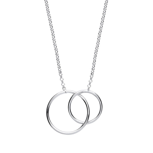 Silver Chinese Linking Rings Charm Necklace 16 inch - GVK202