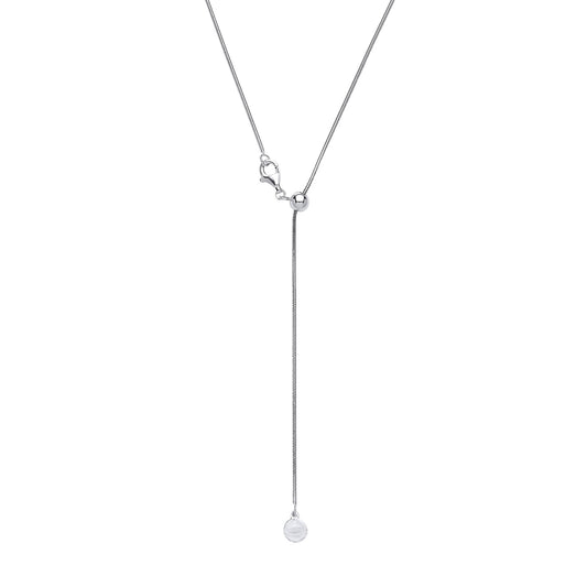 Silver Adjustable Toggle Lariat Pendant Chain Necklace 1mm 22inch - GVK204