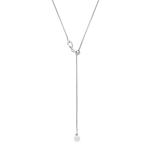 Silver Adjustable Toggle Lariat Pendant Chain Necklace 1mm 22inch - GVK205