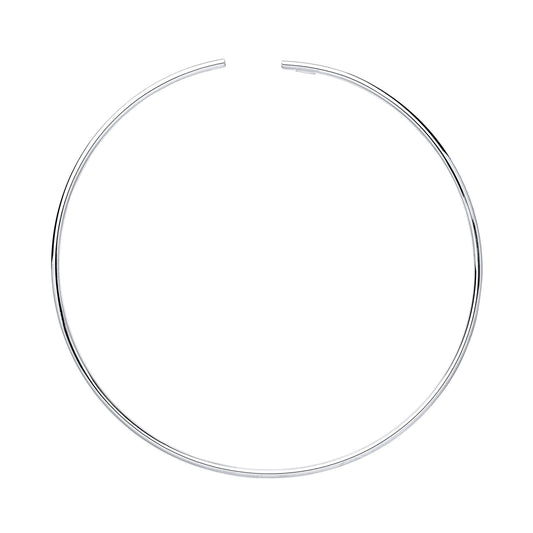 Silver Flexi Tube Choker Collarette Necklace 2mm 14" + 15mm gap - GVK216RH