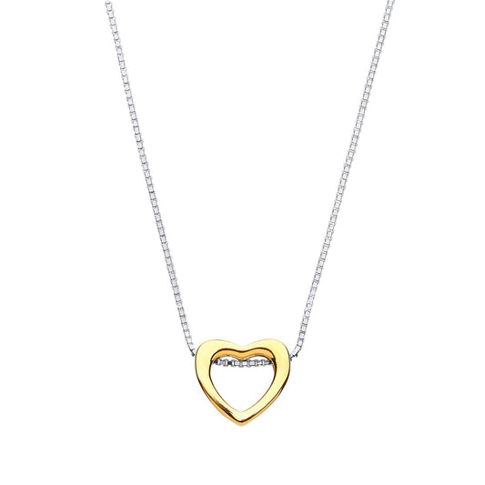 Gilded Silver Love Heart Halo Charm Necklace 16 + 2 inch - GVK217GOLD