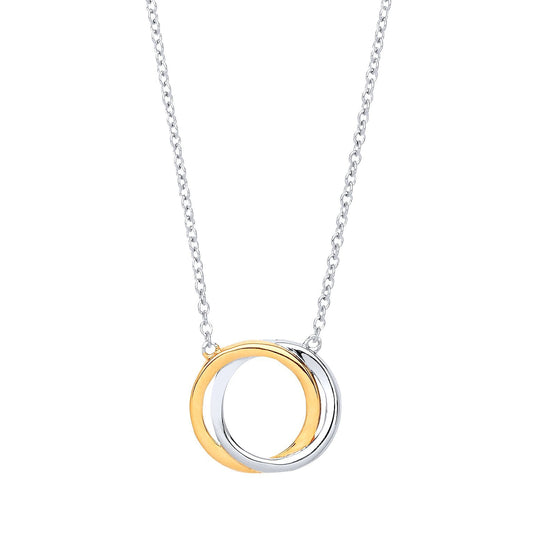 Gilded Silver Chinese Linking Rings Charm Necklace 16 + 2 inch - GVK221