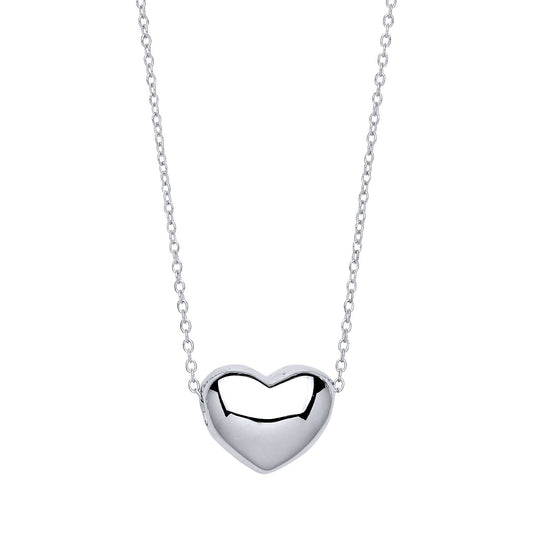 Silver Bubbly 3D Love Heart Charm Necklace - GVK227
