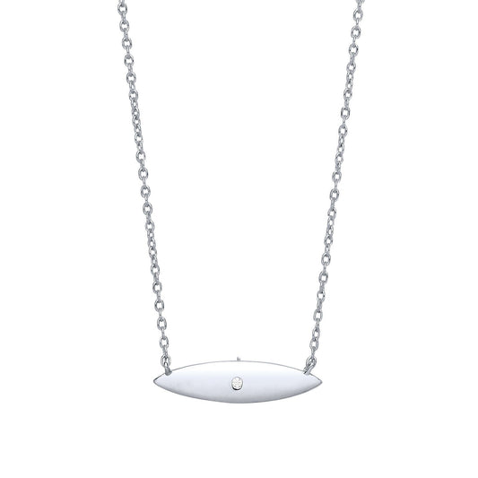 Silver CZ Mini Surfboard Charm Necklace - GVK232