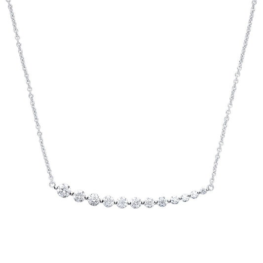 Silver CZ Graduating Line Eternity Necklace 16 + 2 inch - GVK241