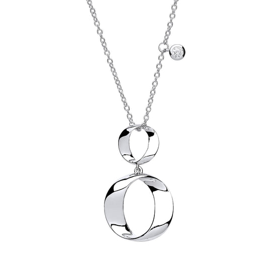 Silver Lil n Large O Hoops Pendant Necklace 18 inch - GVK248