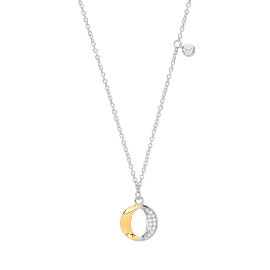 Gilded Silver CZ O Halo Hoop charm Necklace 18 inch - GVK251
