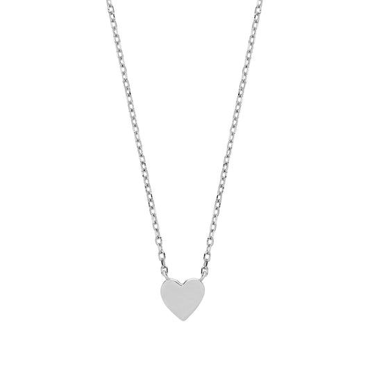 925 Sterling Silver Petite Love Heart Charm Necklace 16 + 2 inch - GVK277RH