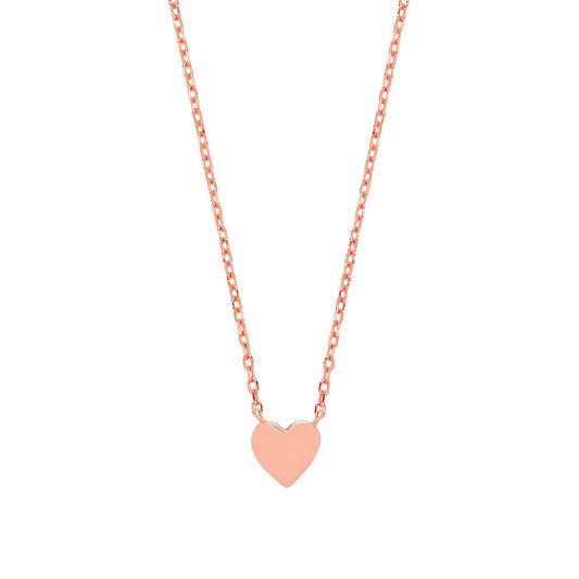Rose Silver Love Heart Charm Necklace 16 inch - GVK278