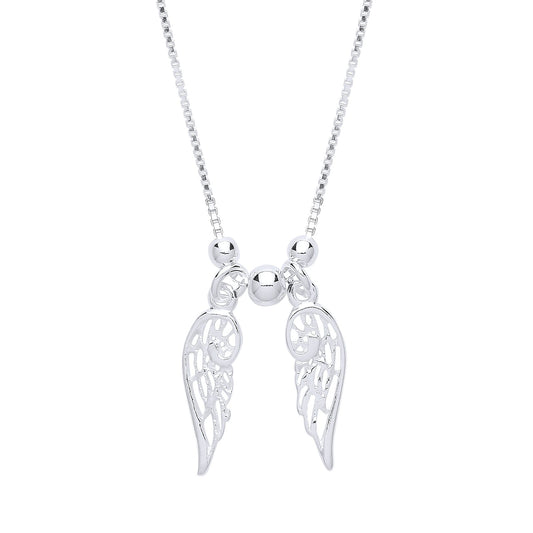 Silver Angel Wings Charm Necklace 16 inch - GVK291