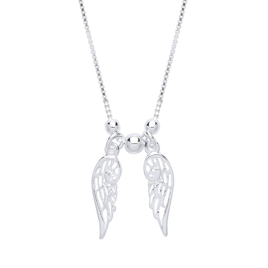 Silver Angel Wings Charm Necklace 16 inch - GVK291