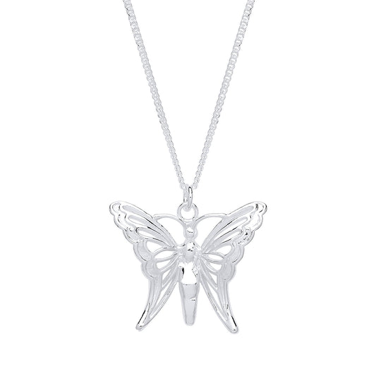 Silver Butterfly Charm Necklace 16 inch - GVK294