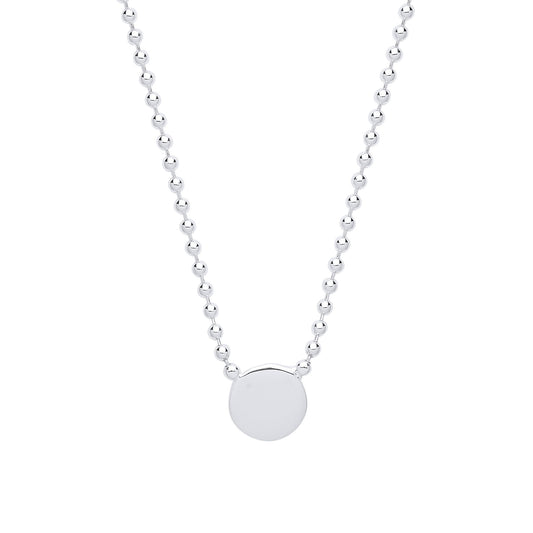 Silver Bead Chain Medallion Necklace 18 inch - GVK300