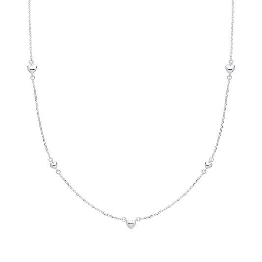 Silver Mini 3D Love Heart Charm Necklace - GVK310