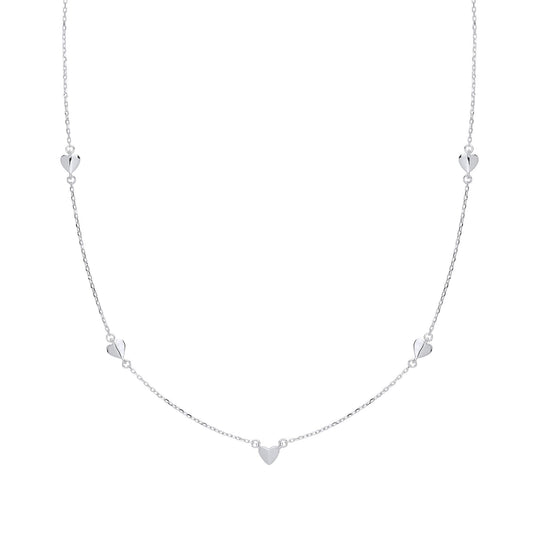 Silver Mini Flat Love Heart Charm Necklace - GVK311