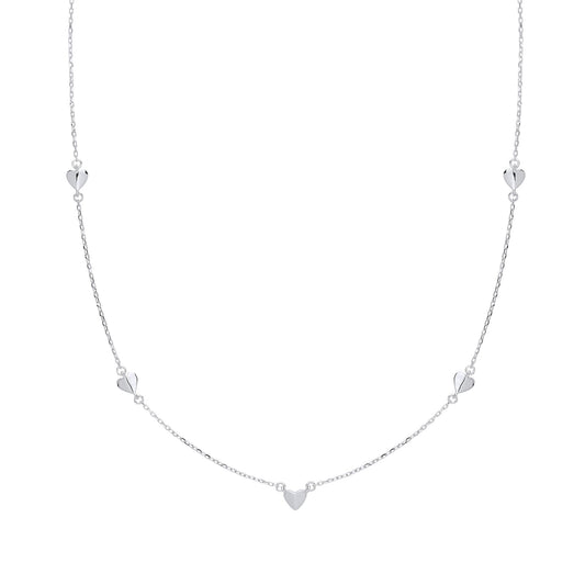 Silver Mini Flat Love Heart Charm Necklace - GVK311