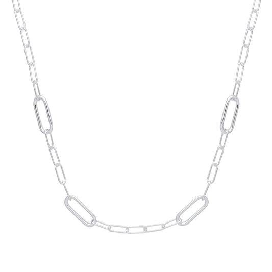 925 Silver Lil n Large Oval Paperclip Chain Necklace 11mm 17 inch - GVK355