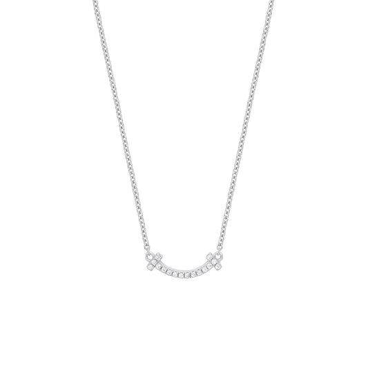 925 Silver CZ Smile Letter i Swing Lavalier Necklace 16 + 2 inch - GVK359