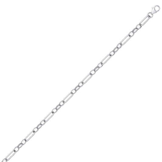 Silver Figaro Oval Paperclip Belcher Chain Necklace 5mm 20" 50cm - GVK438