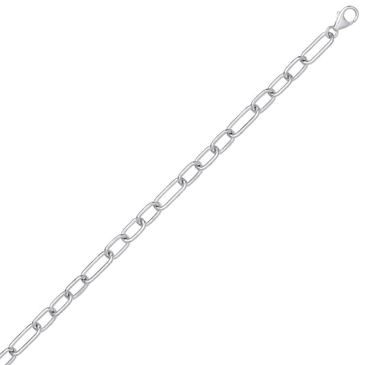 Silver Chunky Oval Pill Paper Clip Chain Necklace 8mm 20" 50cm - GVK440