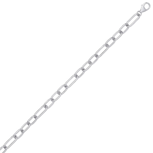 Silver Chunky Oval Pill Paper Clip Chain Necklace 8mm 20" 50cm - GVK440