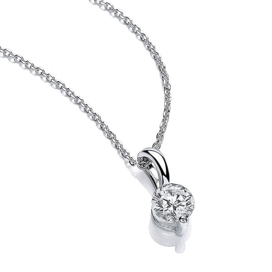925 Silver CZ Single Claw 1ct Solitaire Pendant Necklace 17 inch - GVK456