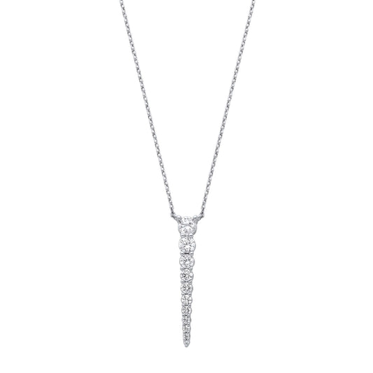 Silver CZ Graduated 10 Stone Icicle Lavalier Necklace 16 + 2 inch - GVK464
