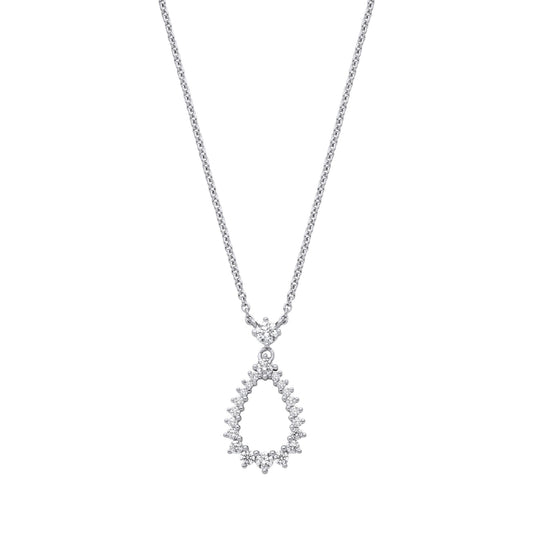 Silver CZ Fizzy Electrified Avocado Pear Lavalier Necklace 18" - GVK468