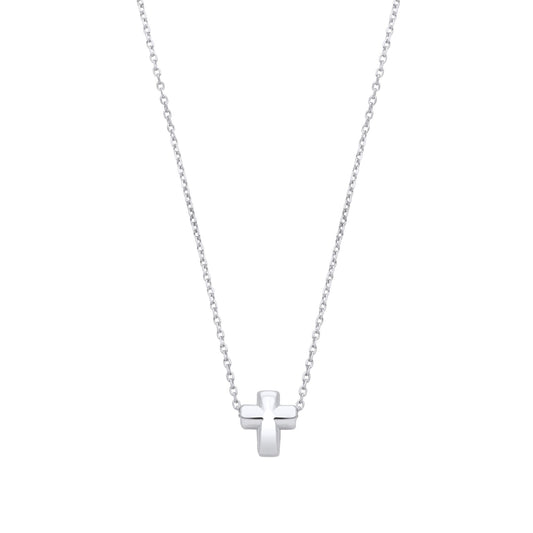 925 Sterling Silver Dainty Miniature Cross Charm Necklace 16 inch - GVK470