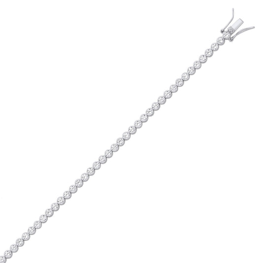 Silver CZ Donut Ring Bubbles Eternity Tennis Necklace 4mm 16 inch - GVK482