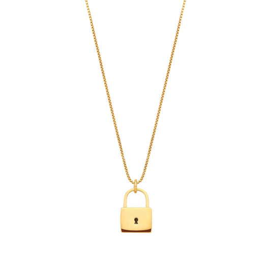 Gold Plated Sterling Silver Padlock Necklace - 18 - GVK511
