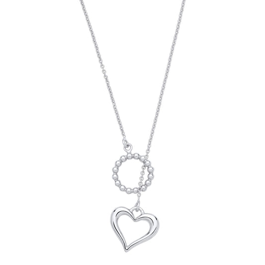 Sterling Silver Heart & Circle Pendant Necklace - 20 - GVK518
