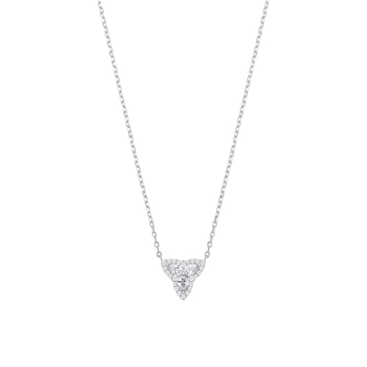 Silver Pear CZ Celtic Trinity Knot Cluster Lavalier Necklace - GVK537