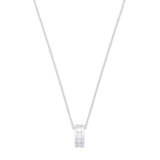Sterling Silver CZ Baguette Loop Pendant Necklace - GVK538