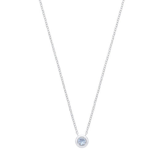 Silver Blue CZ Icy Arctic Beaded Halo Lavalier Necklace - GVK555