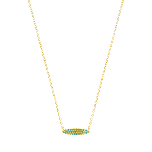 18K Gold Plated Emerald CZ Oval Shaped Pendant Necklace - GVK561