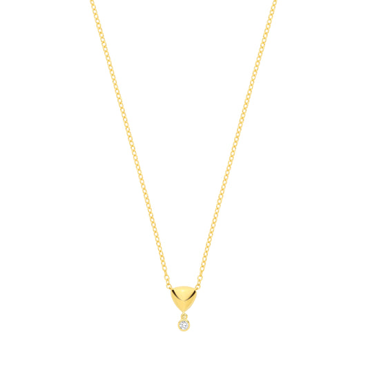 18K Gold Plated CZ & Puffed Heart Pendant Necklace - GVK562