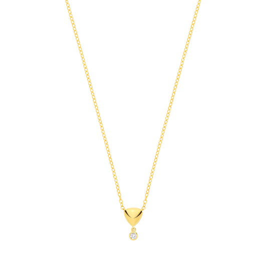 18K Gold Plated CZ & Puffed Heart Pendant Necklace - GVK562