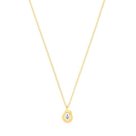 Gold-plated Silver CZ Organic Molten Nugget Wabi-Sabi Necklace - GVK567