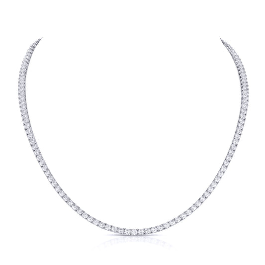 Rhodium-plated Brass CZ 4-Claw Tennis Necklace 4mm - GVK587BR