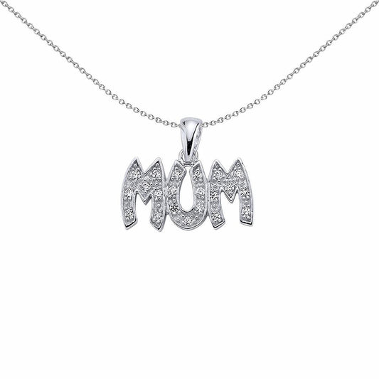 Silver CZ Pave Mum Pendant Necklace 18 inch - GVP057