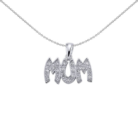 Sterling Silver CZ Goth Old English Pave Mum Pendant Necklace - GVP057
