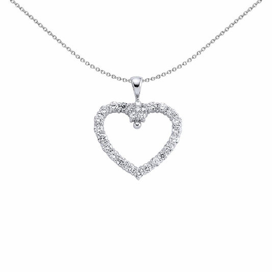 Silver CZ Love Heart Pendant Necklace 18 inch - GVP088